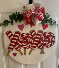 Load image into Gallery viewer, Valentine Door Hanger – XOXO Candy Cane (20")