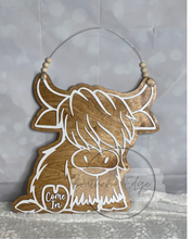Load image into Gallery viewer, Highland Cow Door Hanger – Baby Cow (20")