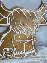 Load image into Gallery viewer, Highland Cow Door Hanger – Baby Cow (20")