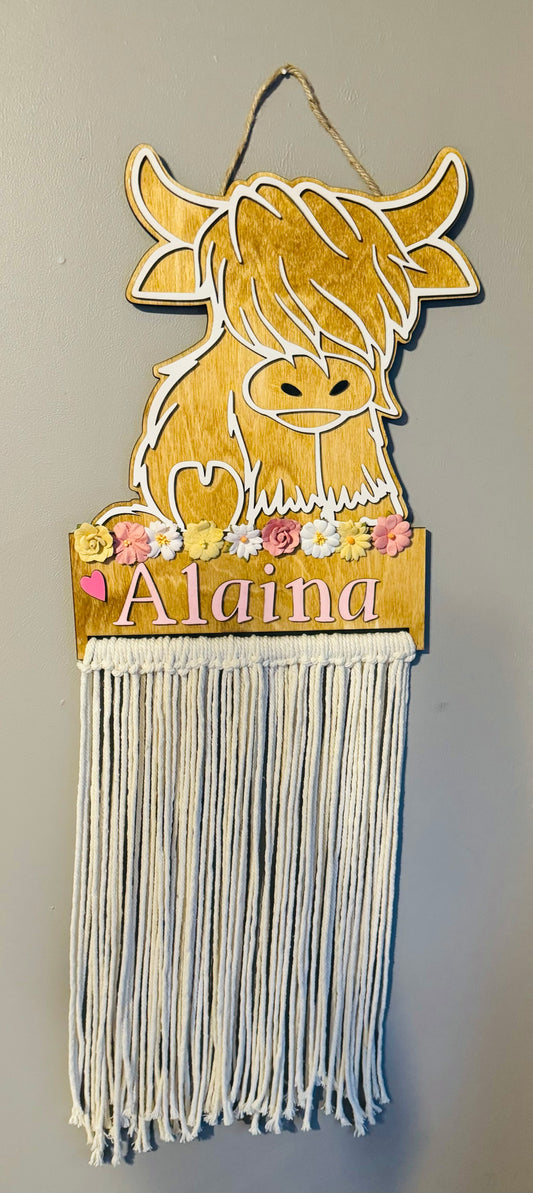 Boho Cow Bow Holder