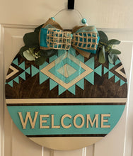 Load image into Gallery viewer, Boho Turquoise Southwest Door Hanger
