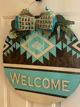 Load image into Gallery viewer, Boho Turquoise Southwest Door Hanger
